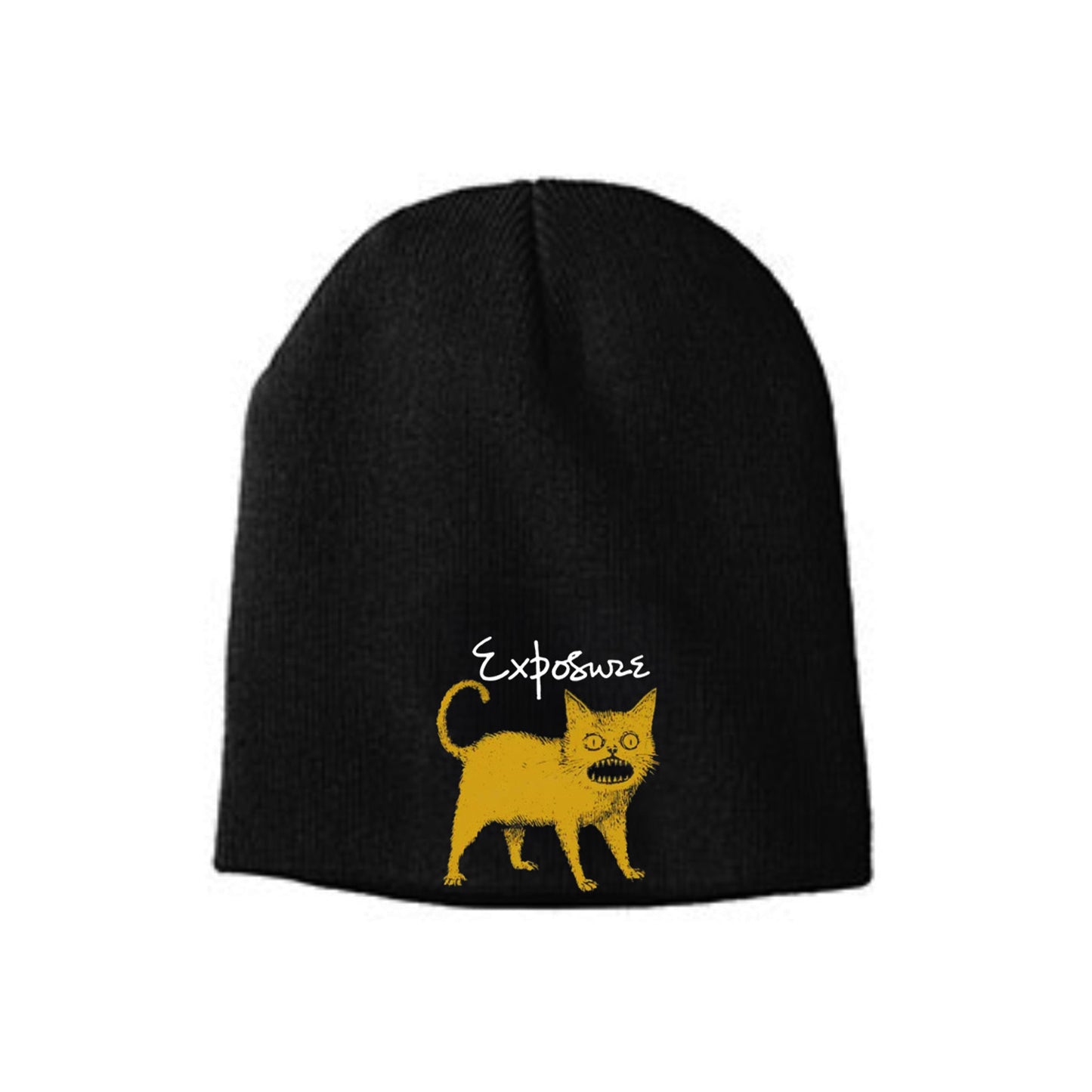 EXPOSURE Embroidered Cat Black Beanie