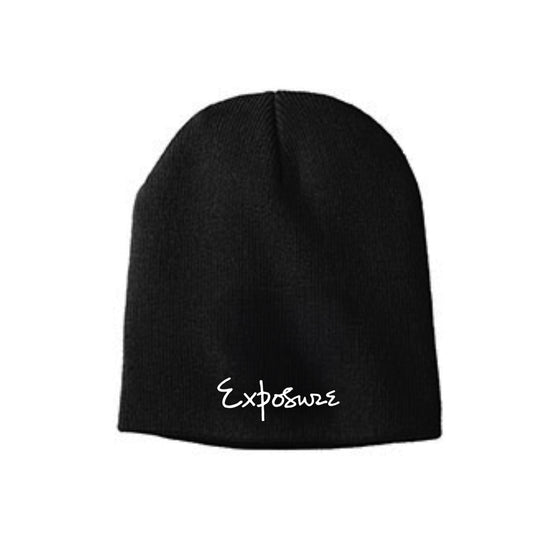 EXPOSURE Embroidered Black Beanie